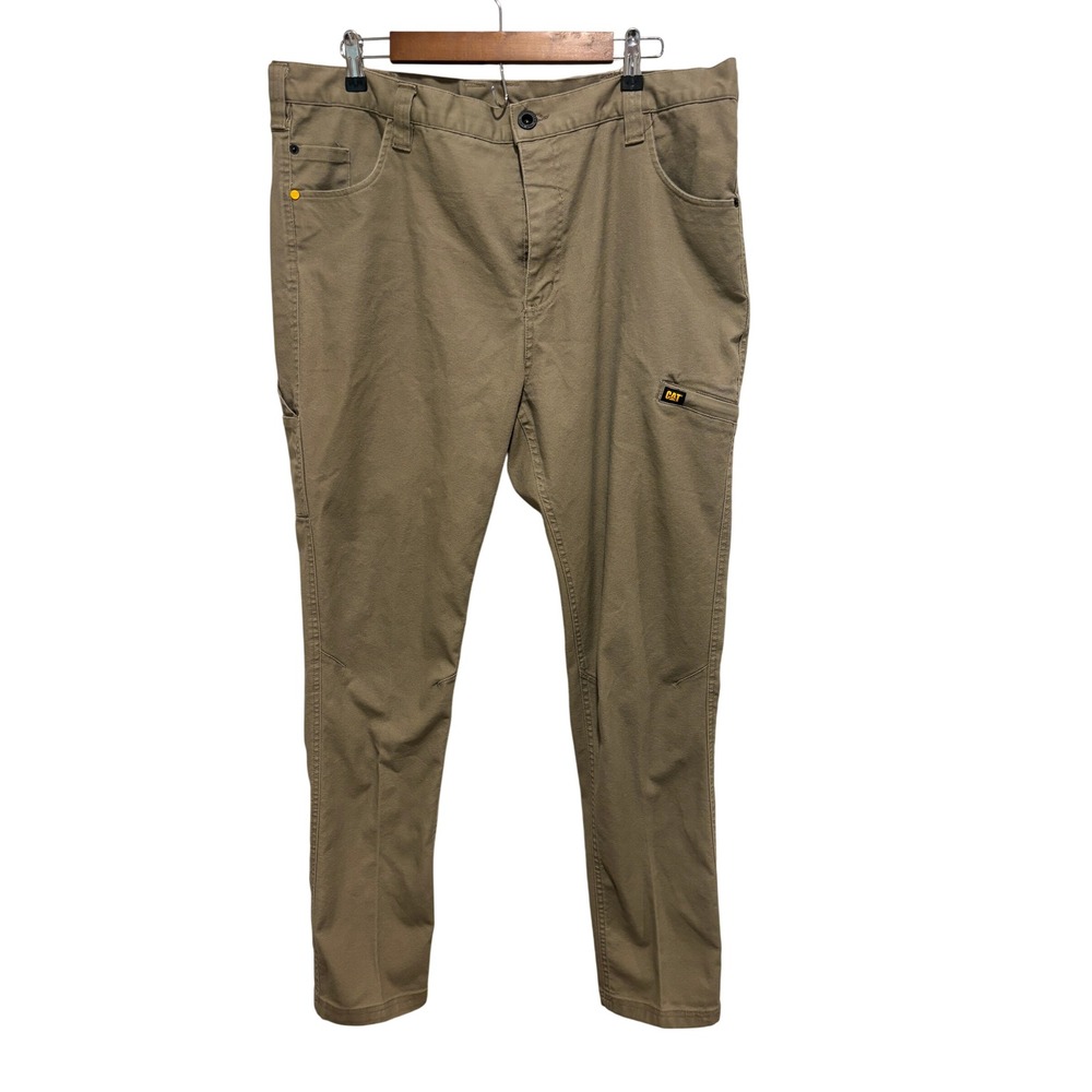 CAT Caterpillar Work Pants Khaki Tan Canvas Utility Multi-Pocket Straight Leg
